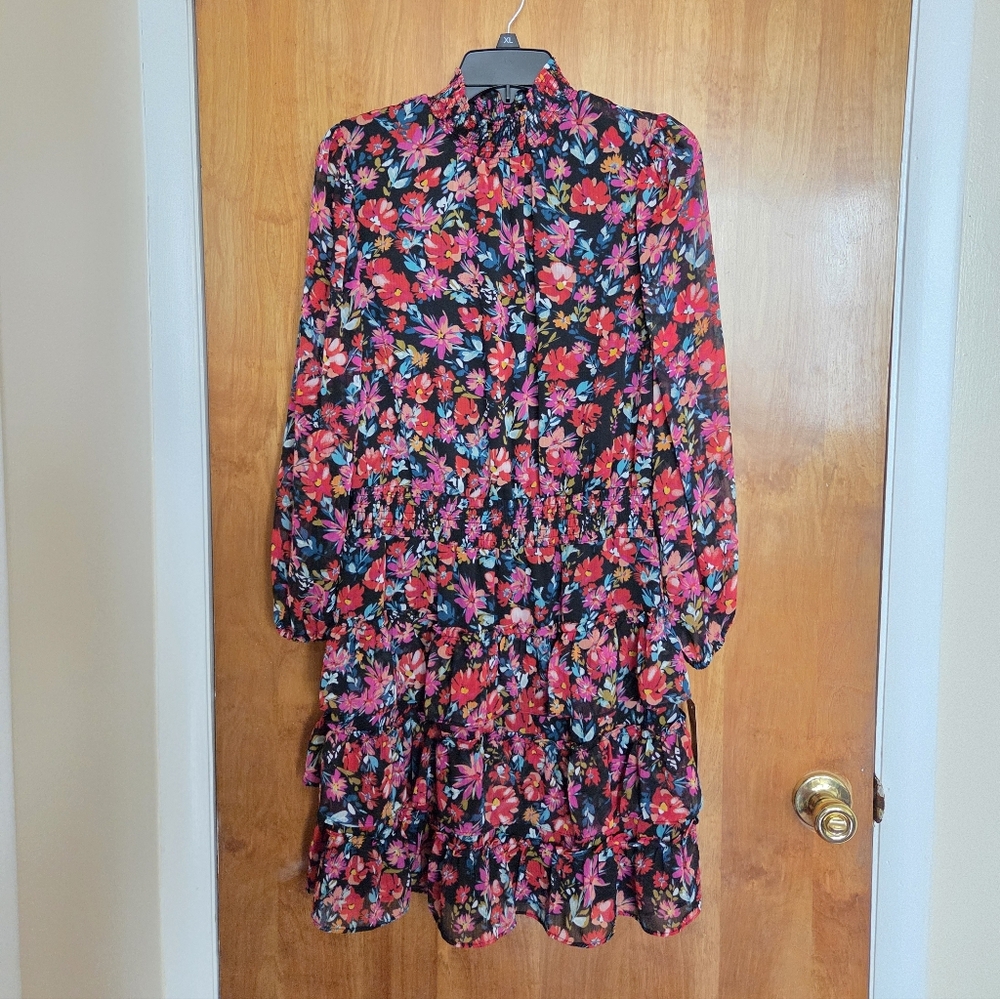 MSK Black and Red Floral Dress